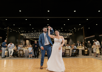 Photo of a bride and groom dancing