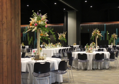 Photo of tables at set up for a reception